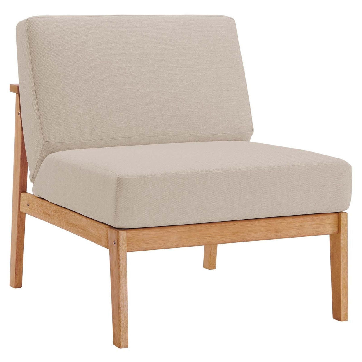 Sedona Outdoor Patio Eucalyptus Wood Sectional Sofa Armless Chair, Natural Taupe