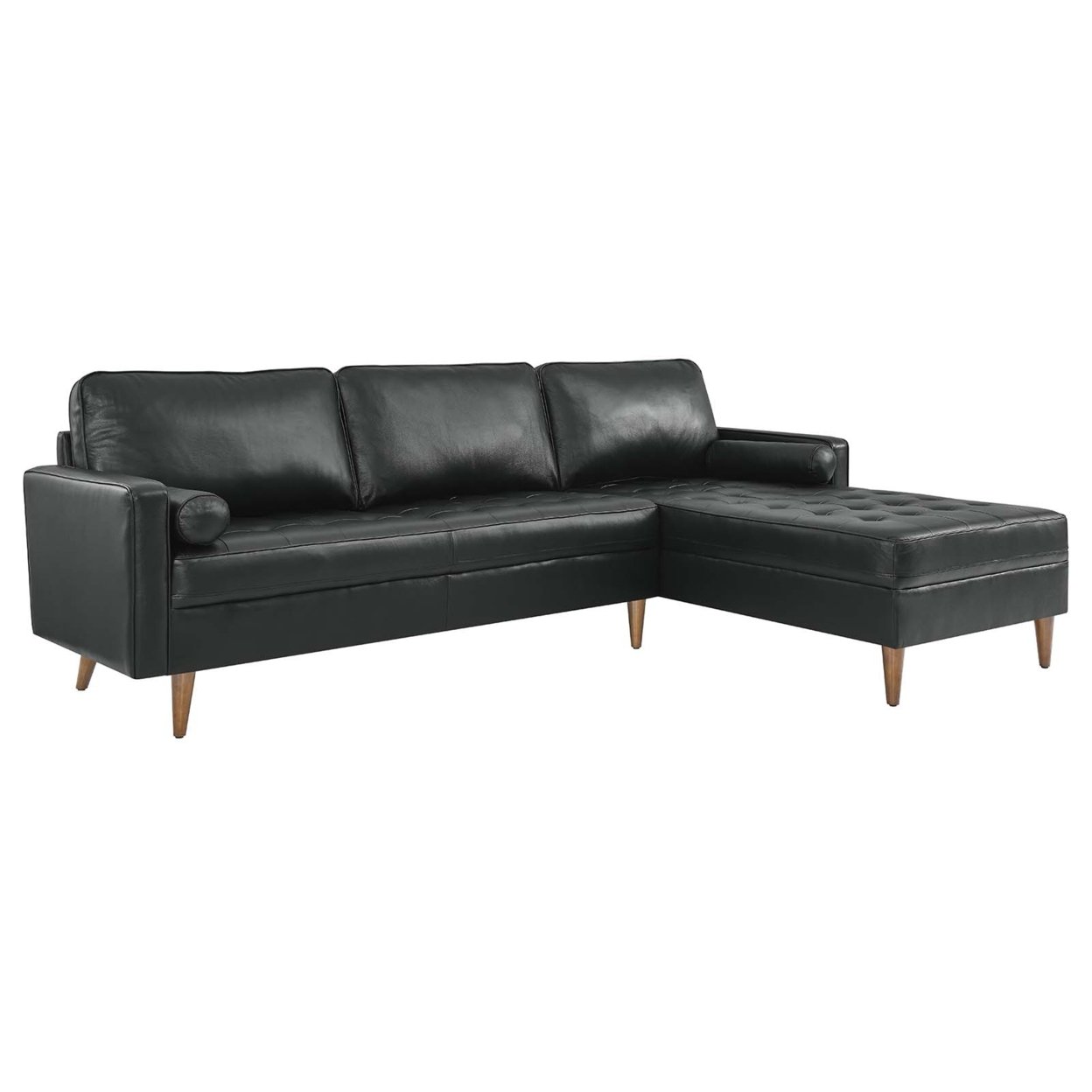 Valour 98 Leather Sectional Sofa, Black
