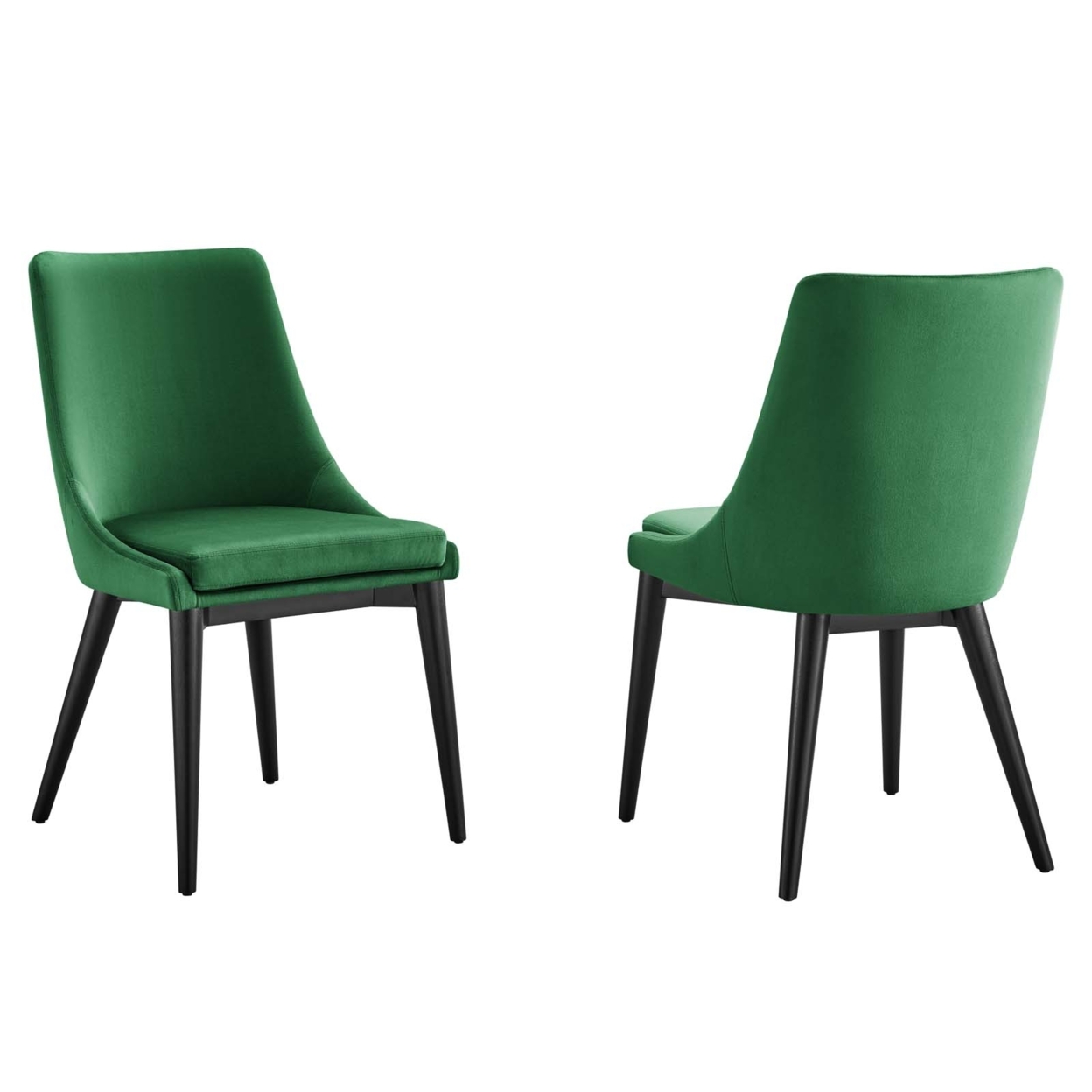 Viscount Accent Performance Velvet Dining Chairs - Set Of 2, Emerald