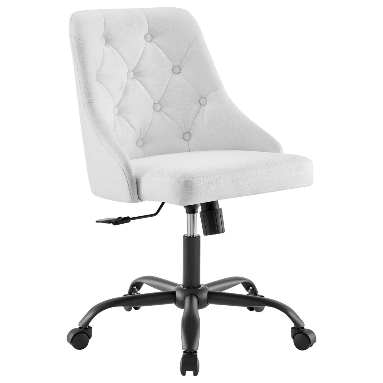 Distinct Tufted Swivel Upholstered Office Chair, Black White