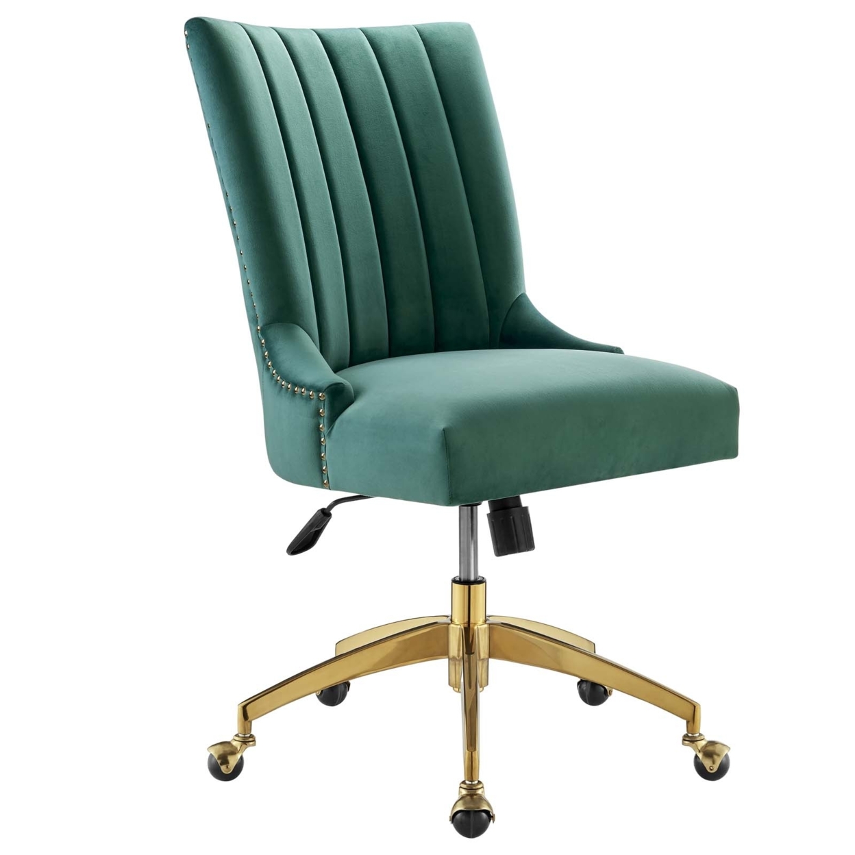Empower Channel Tufted Performance Velvet Office Chair, Gold Teal