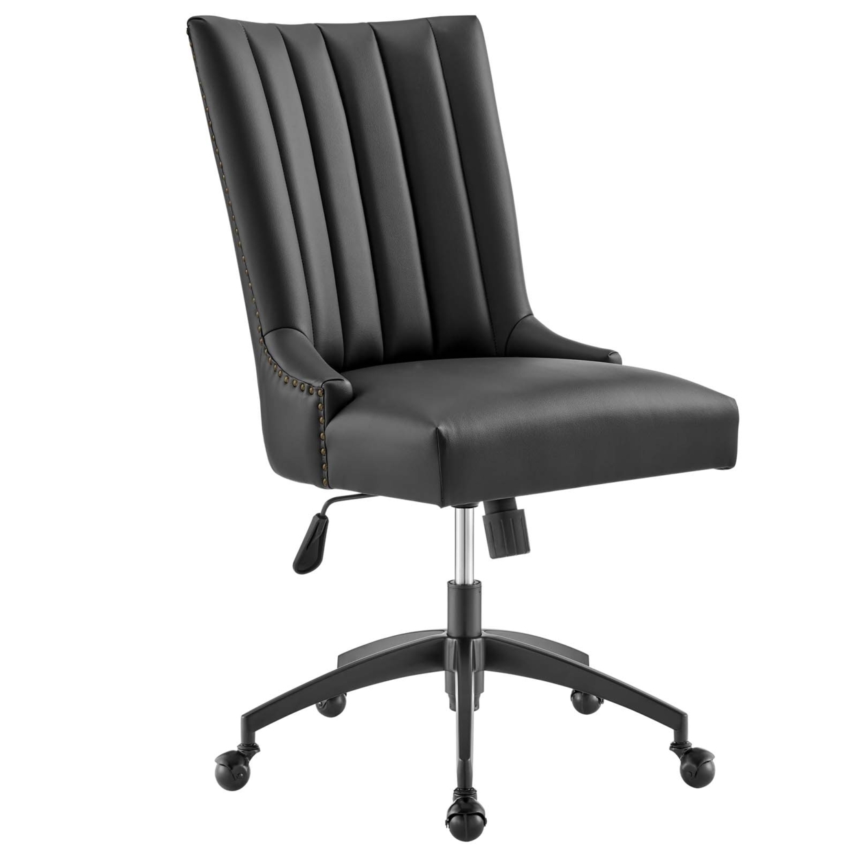 Empower Channel Tufted Vegan Leather Office Chair, Black Black