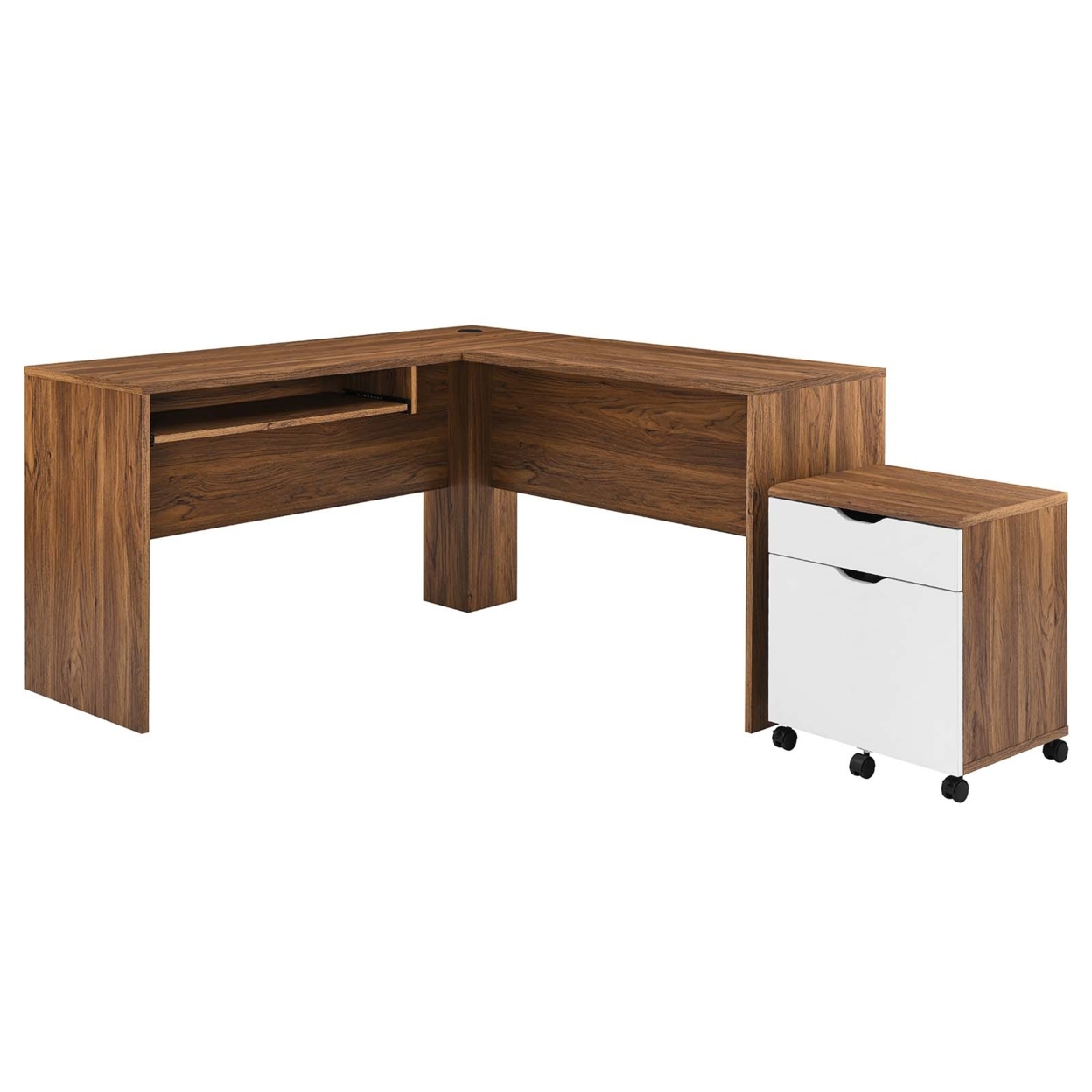 Envision Wood Desk And File Cabinet Set, Walnut White