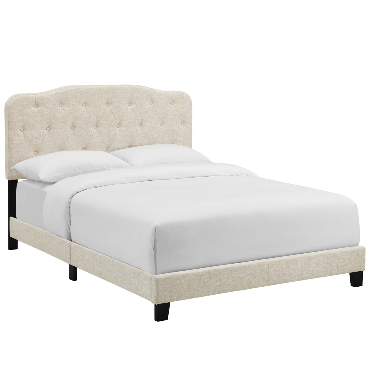 Amelia Full Upholstered Fabric Bed, Beige
