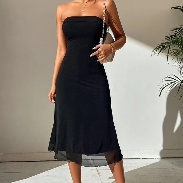 Solid Backless Tube Dress - X-Small(2)