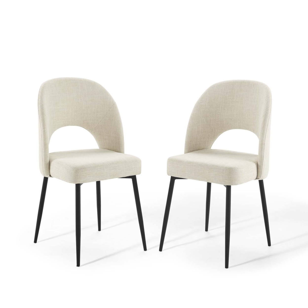 Rouse Dining Side Chair Upholstered Fabric Set Of 2, Black Beige