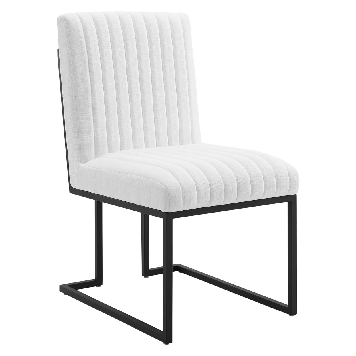 Indulge Channel Tufted Fabric Dining Chair, White
