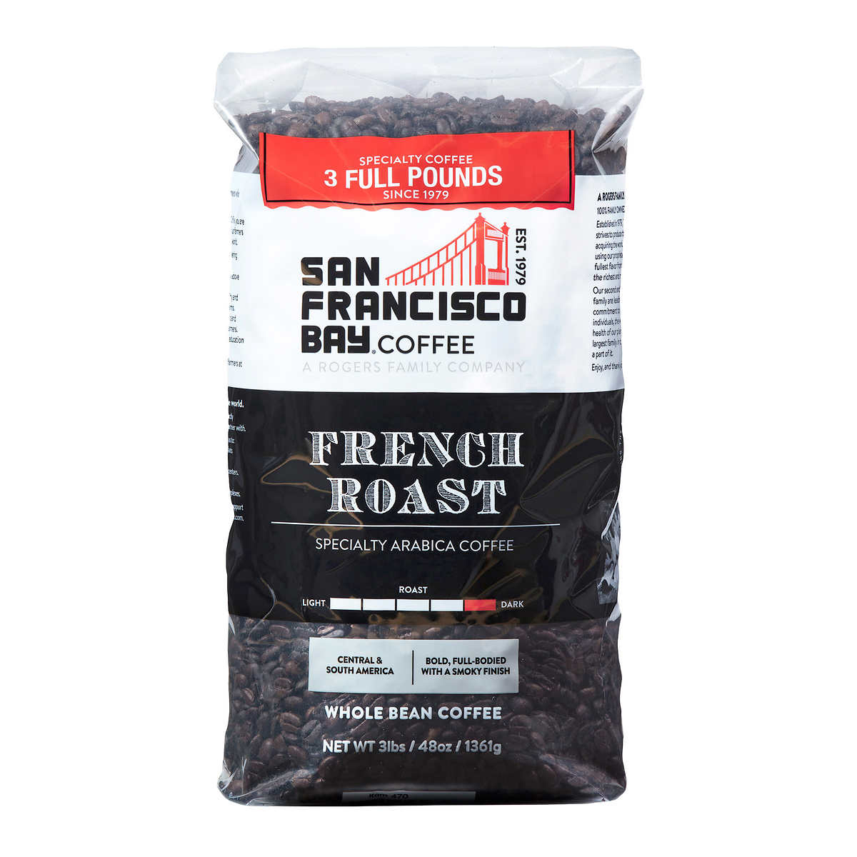 San Francisco Bay, French Roast Coffee, Whole Bean, 3 Pounds