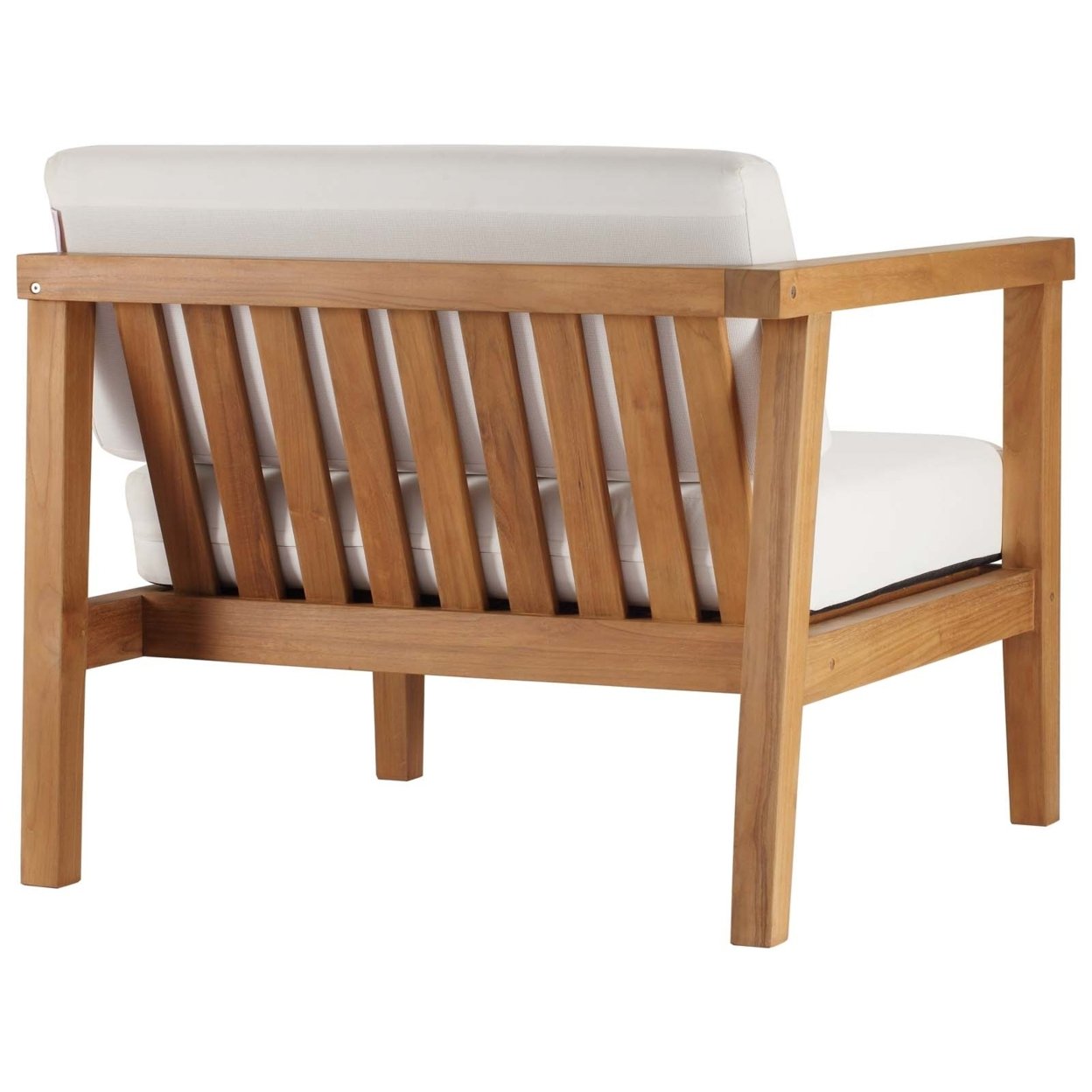 Bayport Outdoor Patio Teak Wood Left-Arm Chair, Natural White