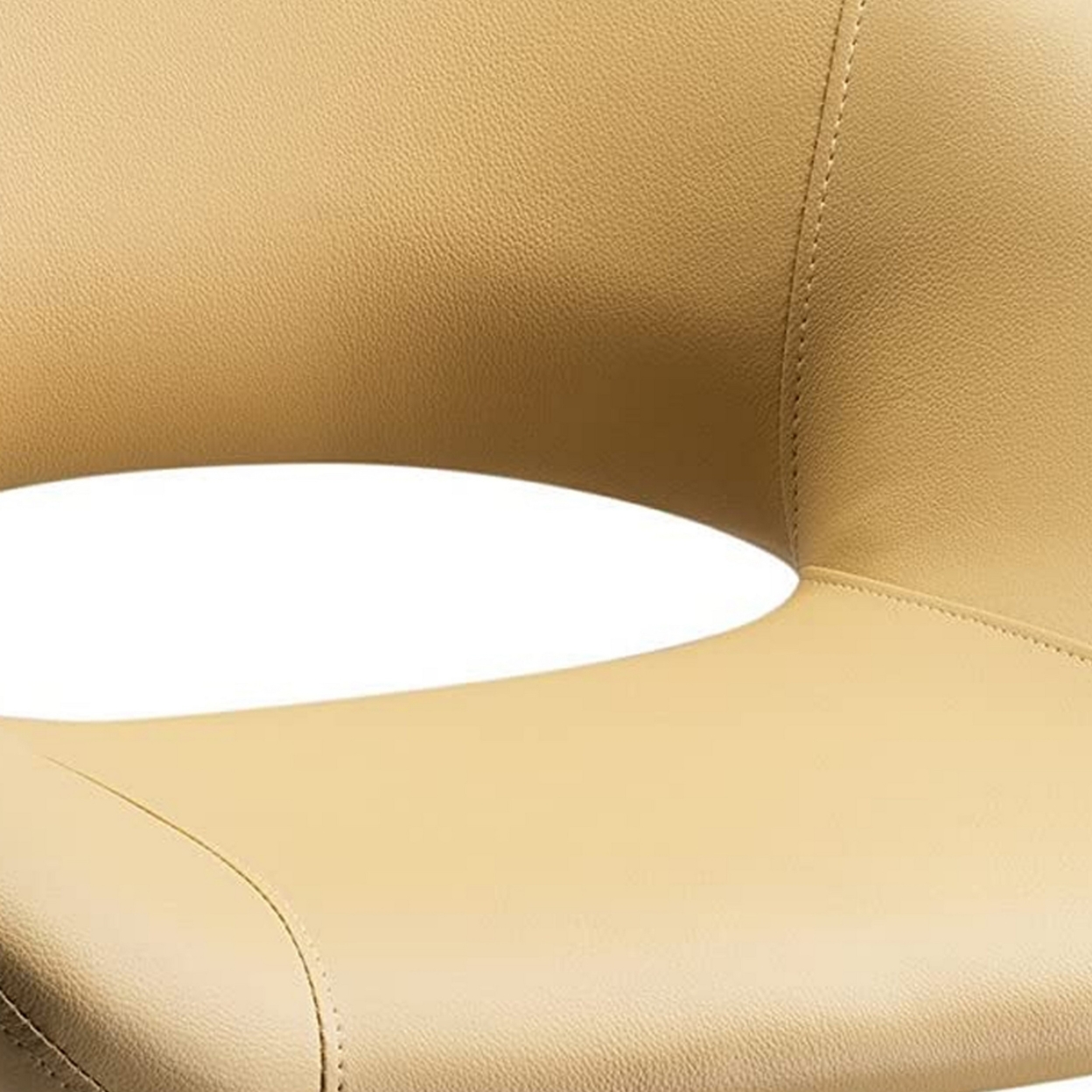 Dela 25 Inch Modern Office Chair, Vegan Faux Leather, Rolling Wheels, Beige, Saltoro Sherpi
