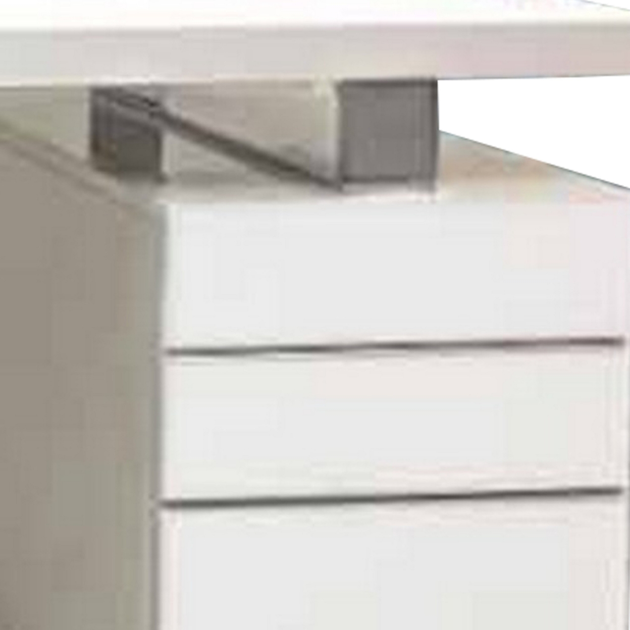 28 Inch Office Computer Desk With File Cabinet Drawers, Chrome Legs, White, Saltoro Sherpi