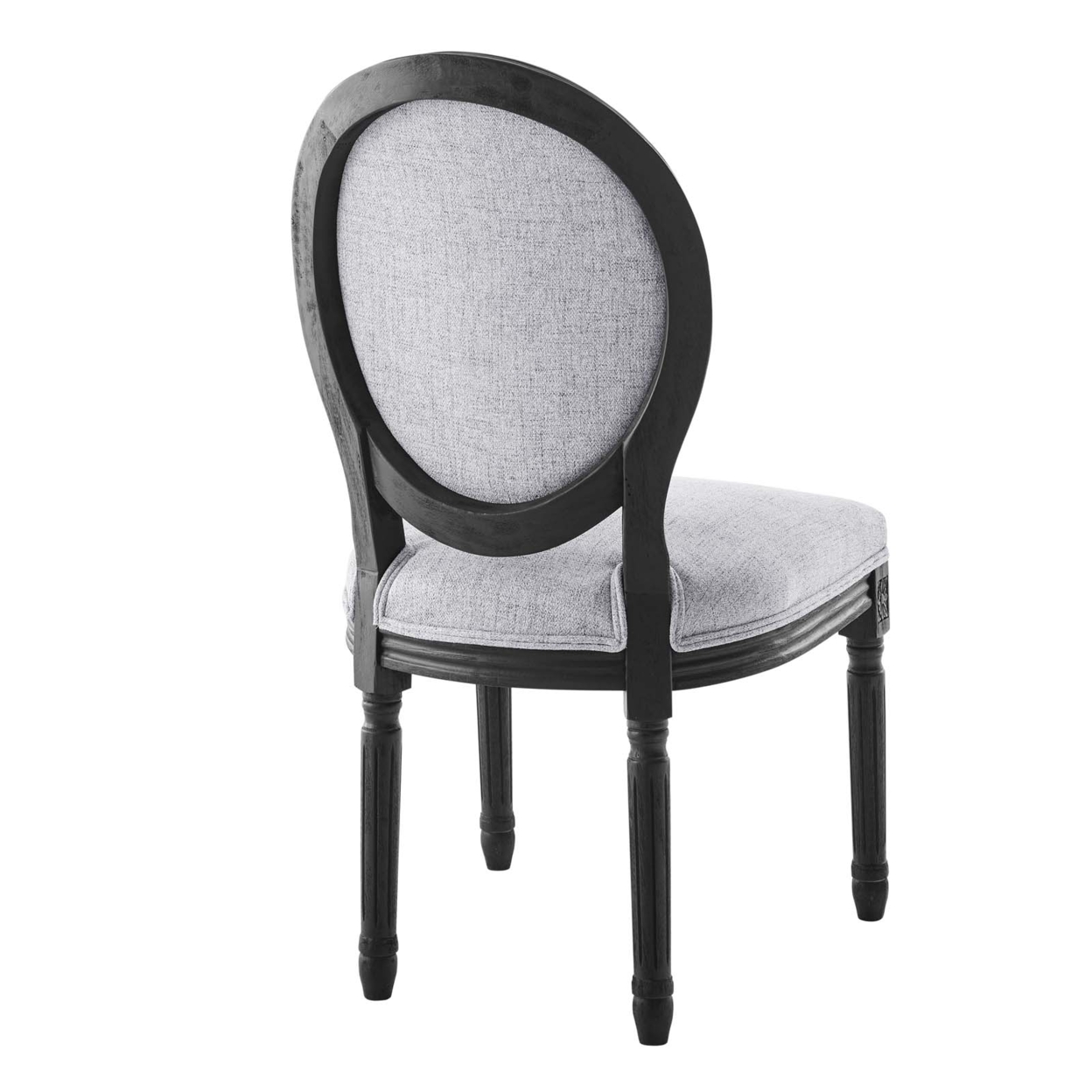 Arise Vintage French Upholstered Fabric Dining Side Chair, Black Light Gray