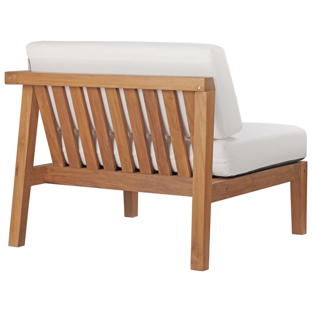 Bayport Outdoor Patio Teak Wood Right-Arm Chair, Natural White
