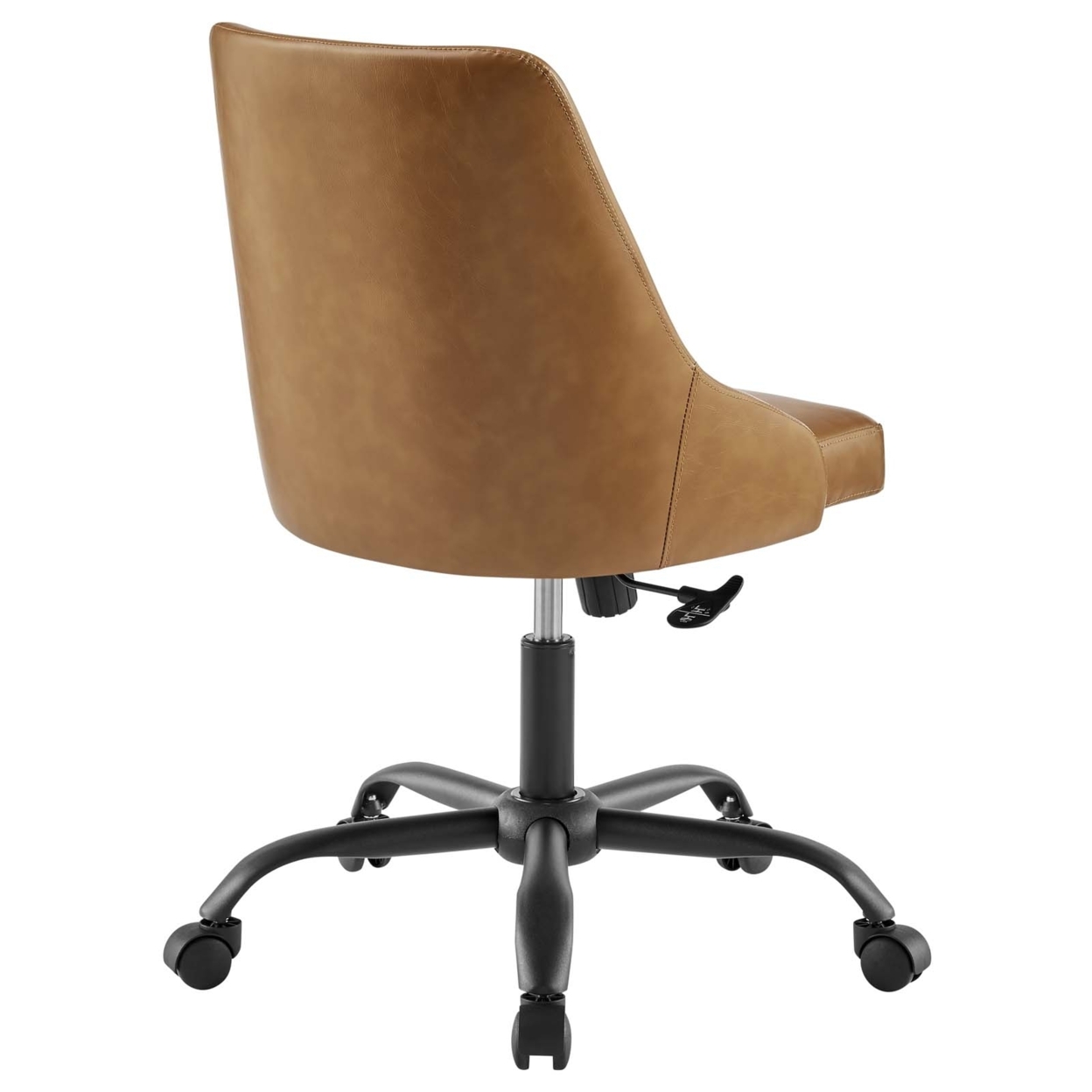 Designate Swivel Vegan Leather Office Chair, Black Tan