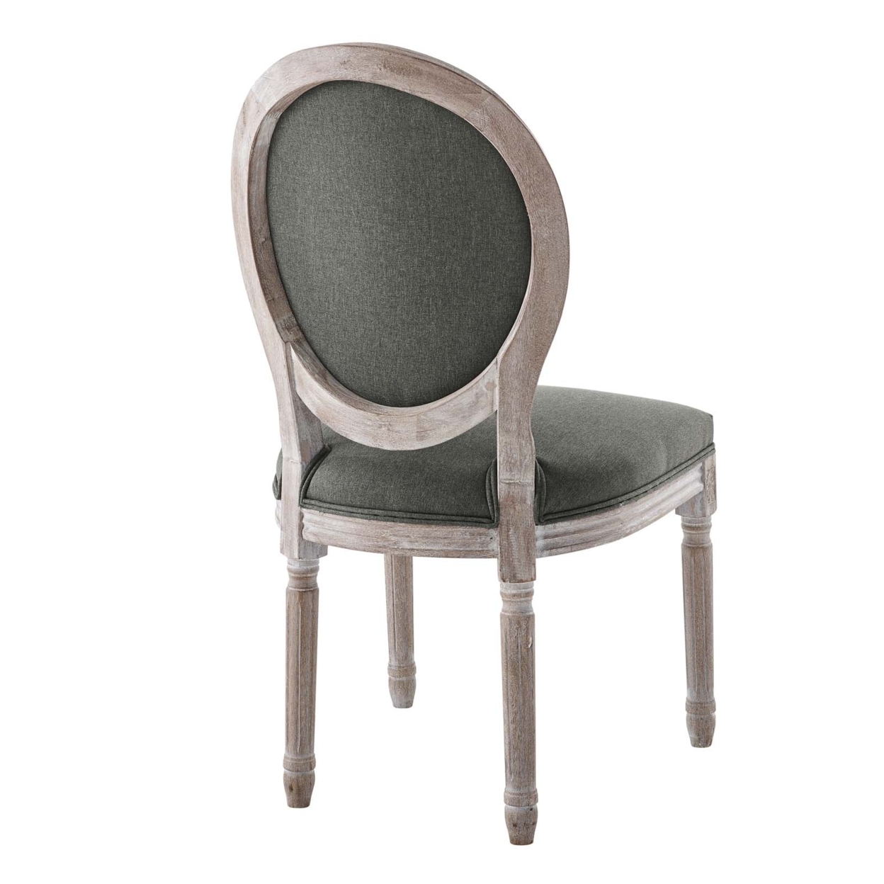 Emanate Vintage French Upholstered Fabric Dining Side Chair, Natural Gray
