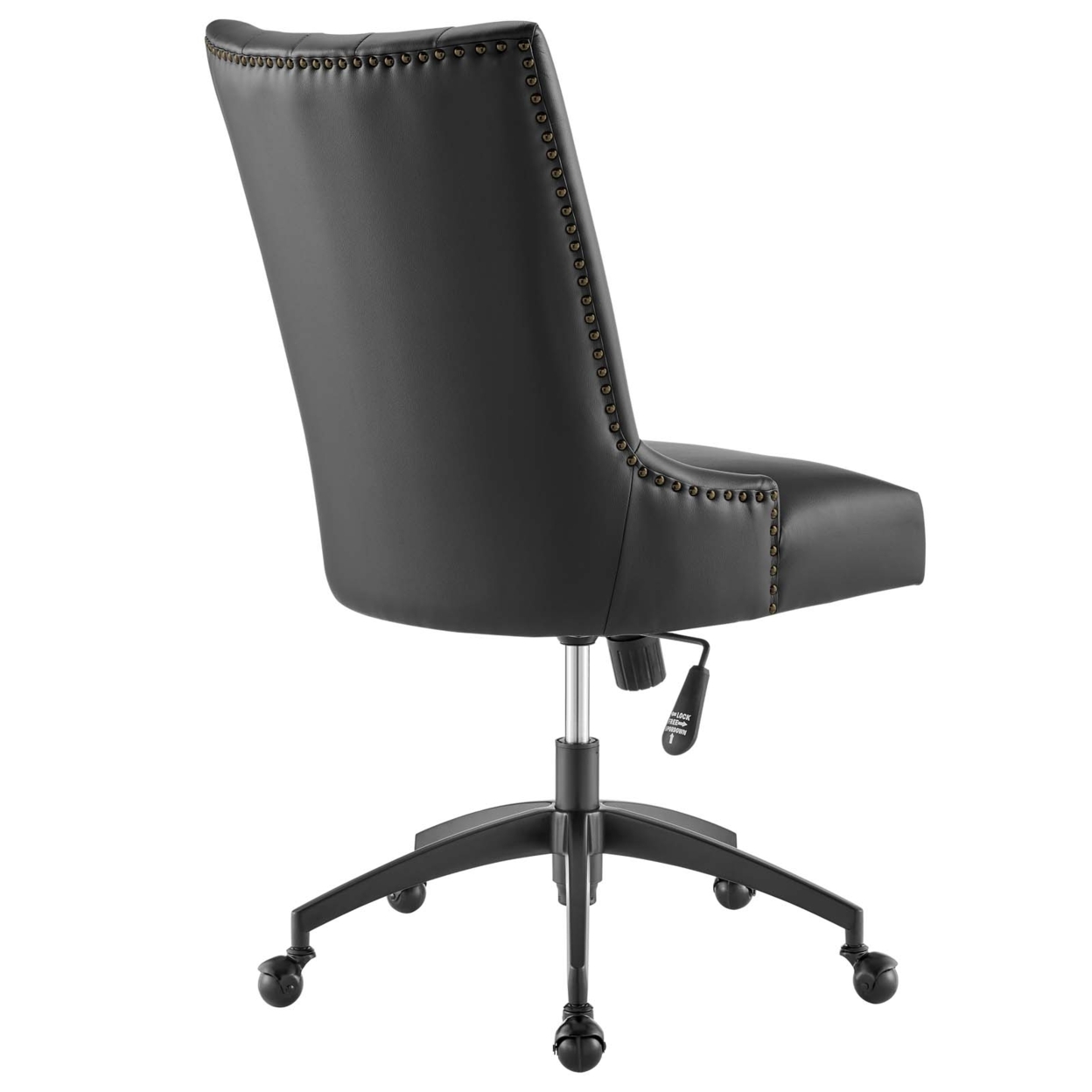 Empower Channel Tufted Vegan Leather Office Chair, Black Black