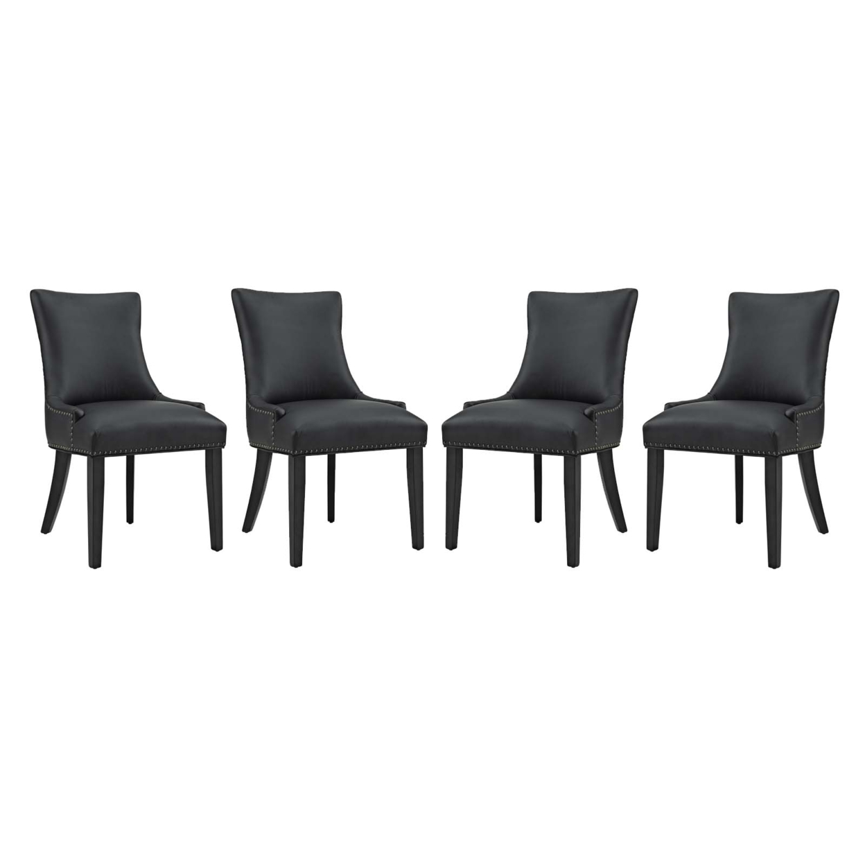 Marquis Dining Chair Faux Leather Set Of 4, Black