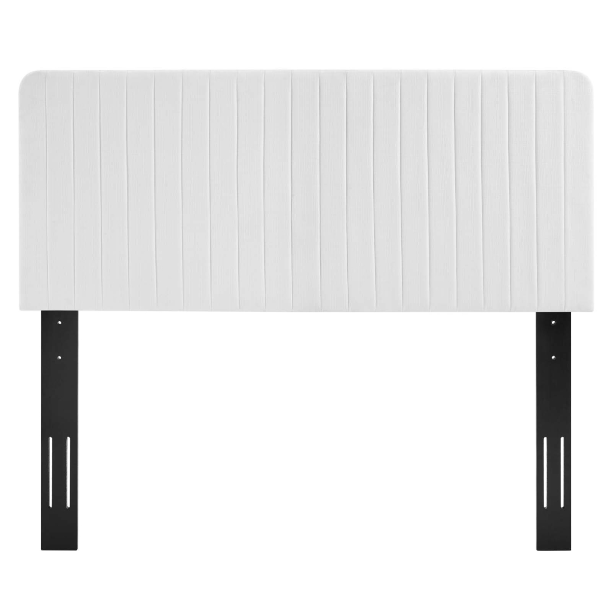 Milenna Channel Tufted Upholstered Fabric Full Queen Headboard, White