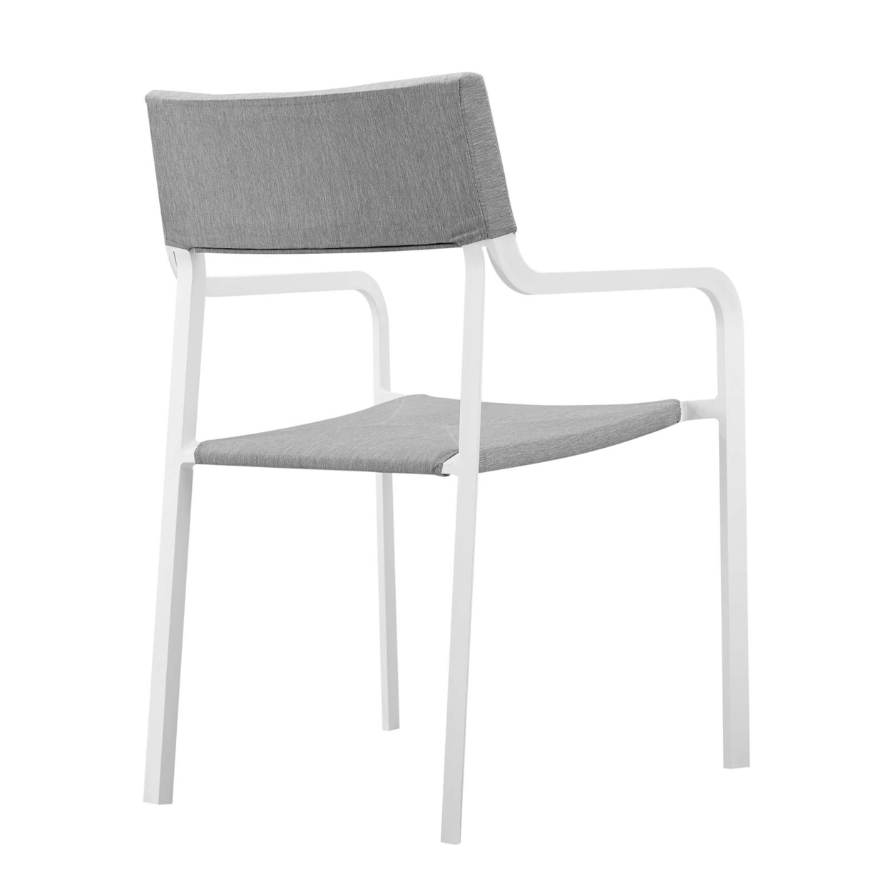 Raleigh Stackable Outdoor Patio Aluminum Dining Armchair, White Gray