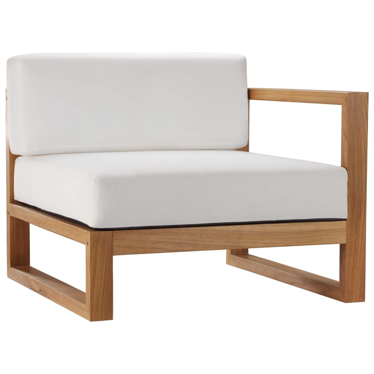 Upland Outdoor Patio Teak Wood 3-Piece Sectional Sofa Set, Natural White