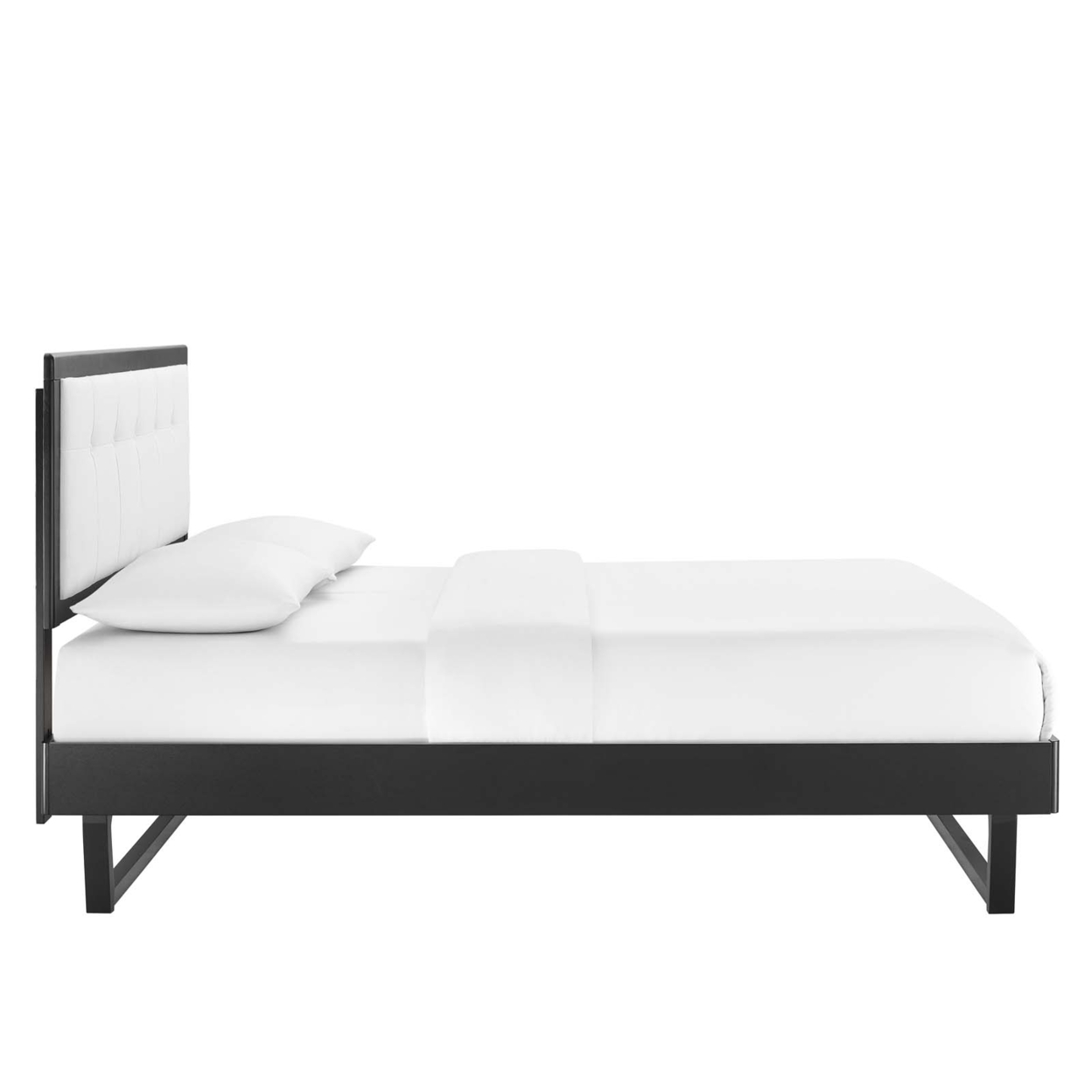 Willow Twin Wood Platform Bed With Angular Frame, Black White