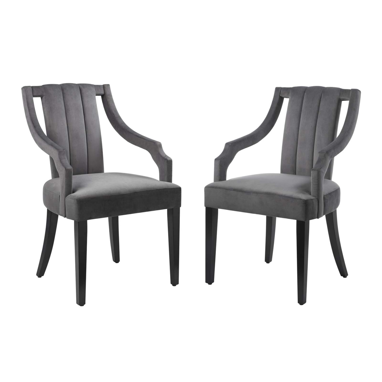 Virtue Performance Velvet Dining Chairs - Set Of 2, Gray
