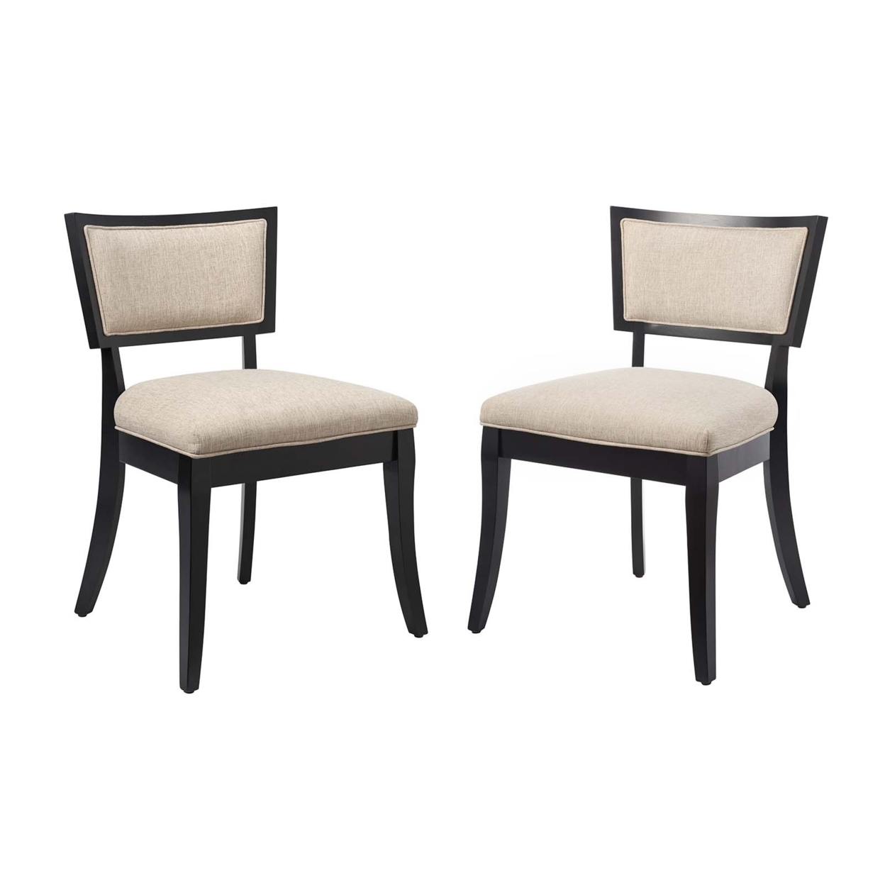 Pristine Upholstered Fabric Dining Chairs - Set Of 2, Beige