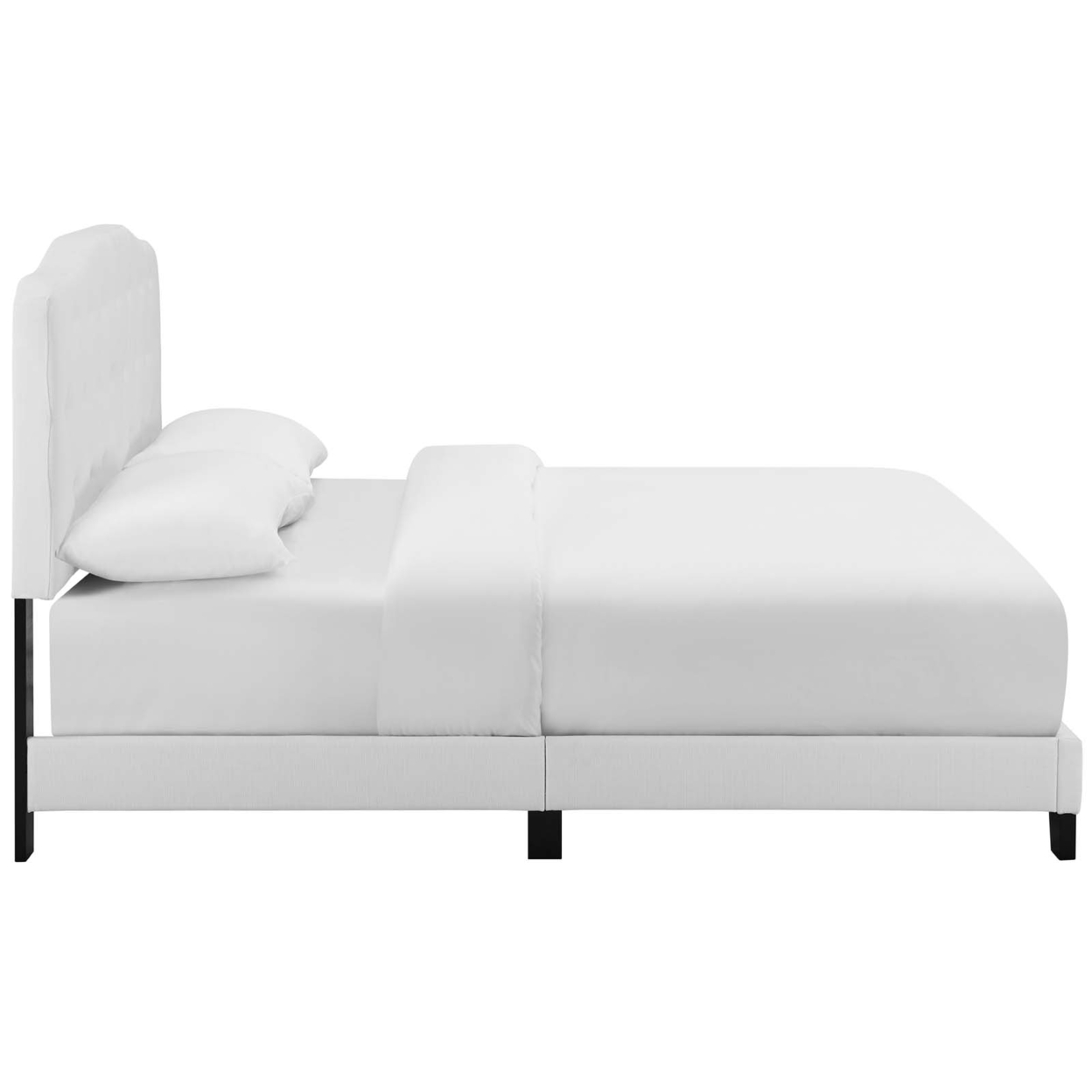 Amelia King Upholstered Fabric Bed, White