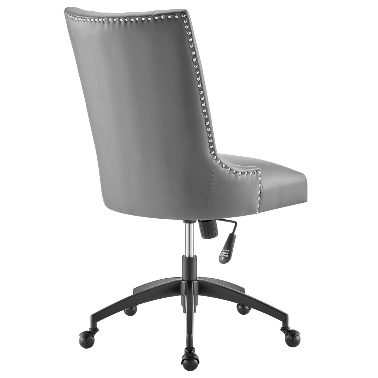 Empower Channel Tufted Vegan Leather Office Chair, Black Gray