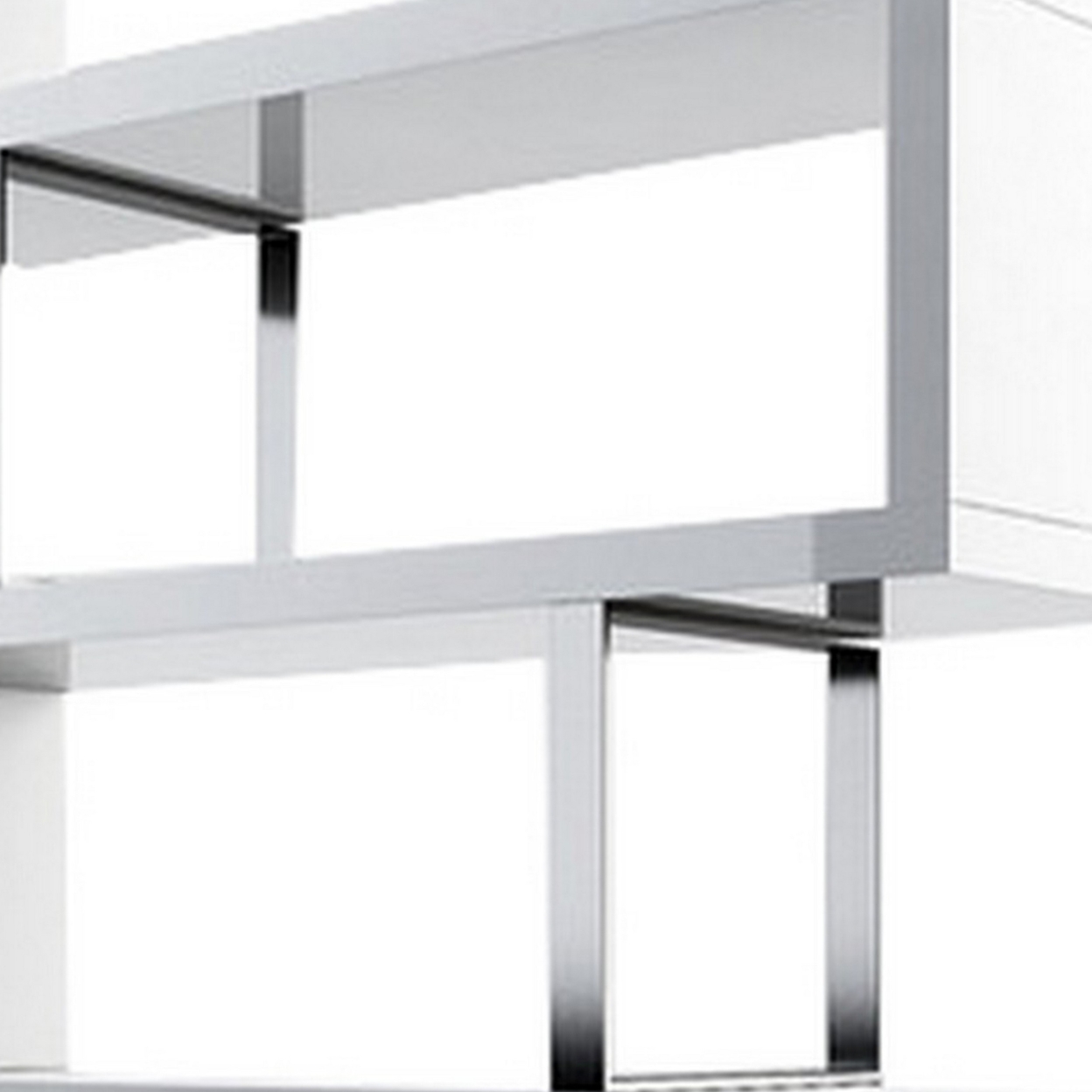 Gina 67 Inch Modern Bookshelf, 4 Tier Alternating S Shape, White And Chrome- Saltoro Sherpi