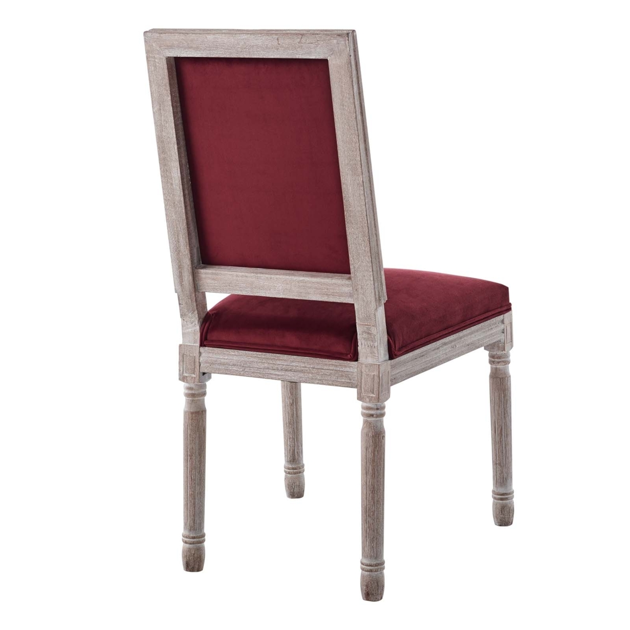 Court French Vintage Performance Velvet Dining Side Chair, Natural Maroon