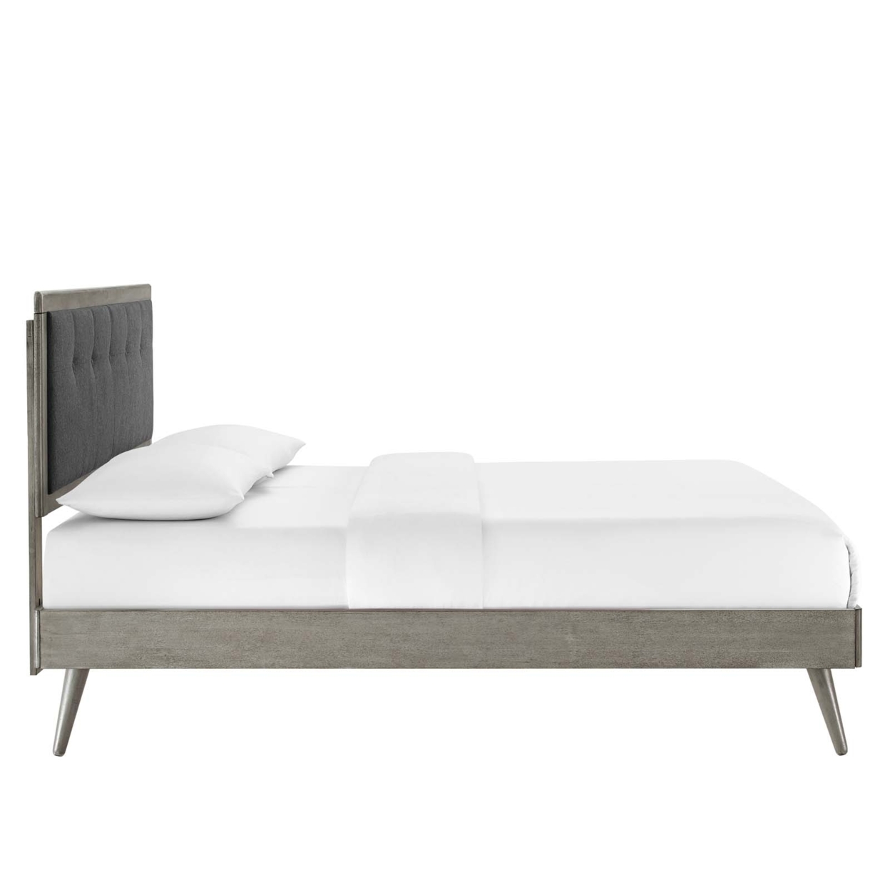 Willow Full Wood Platform Bed With Splayed Legs, Gray Charcoal