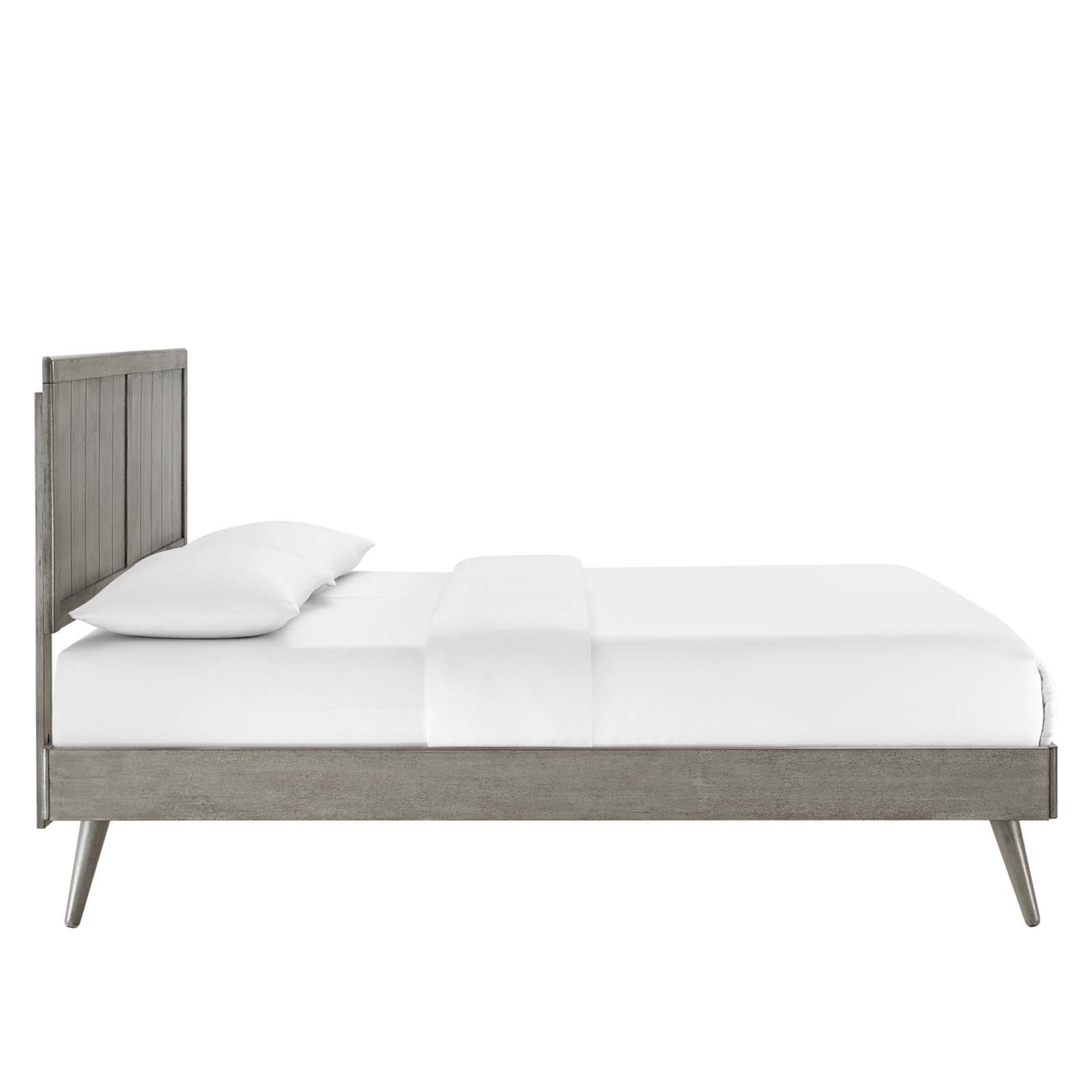 Alana Full Wood Platform Bed With Splayed Legs, Gray