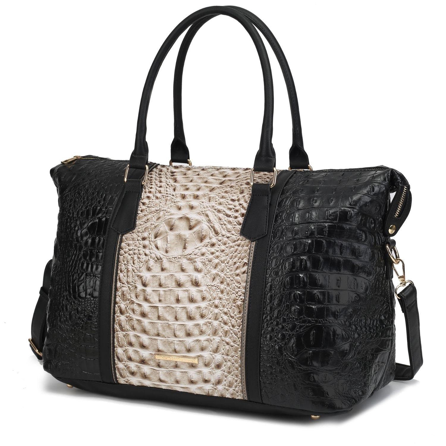 MKF Collection Raven Faux Crocodile-Embossed Vegan Leather Women's Weekender Bag - Black