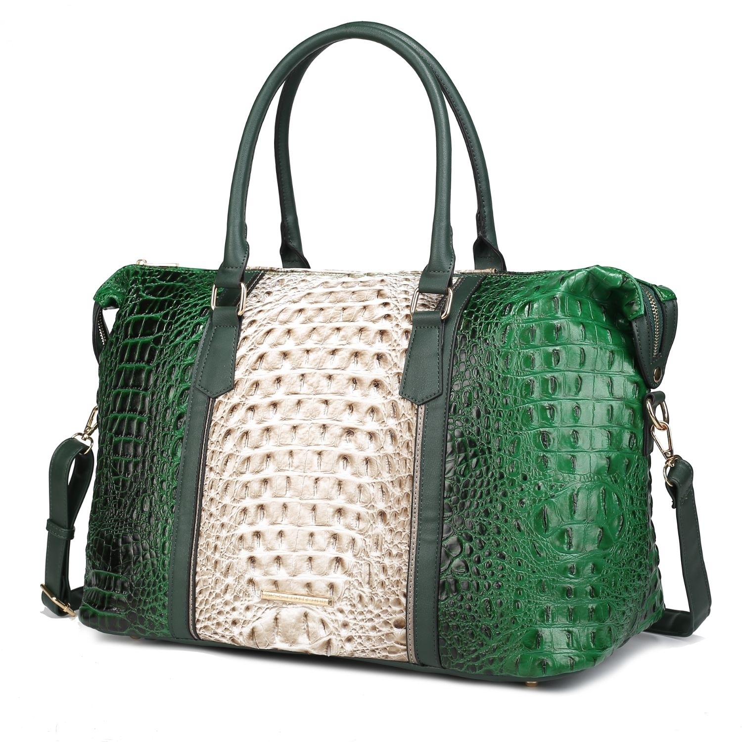 MKF Collection Raven Faux Crocodile-Embossed Vegan Leather Women's Weekender Bag - Green