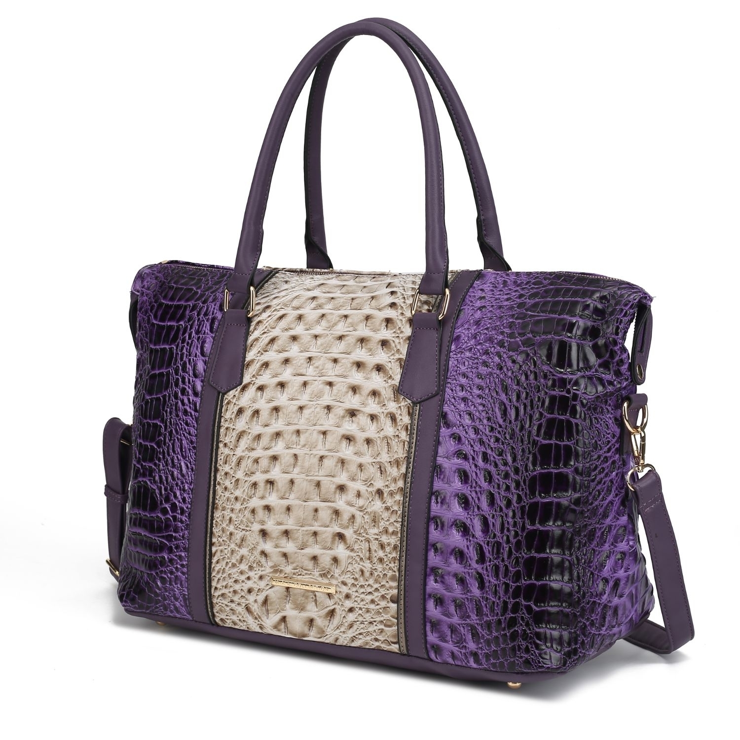 MKF Collection Raven Faux Crocodile-Embossed Vegan Leather Women's Weekender Bag - Violet