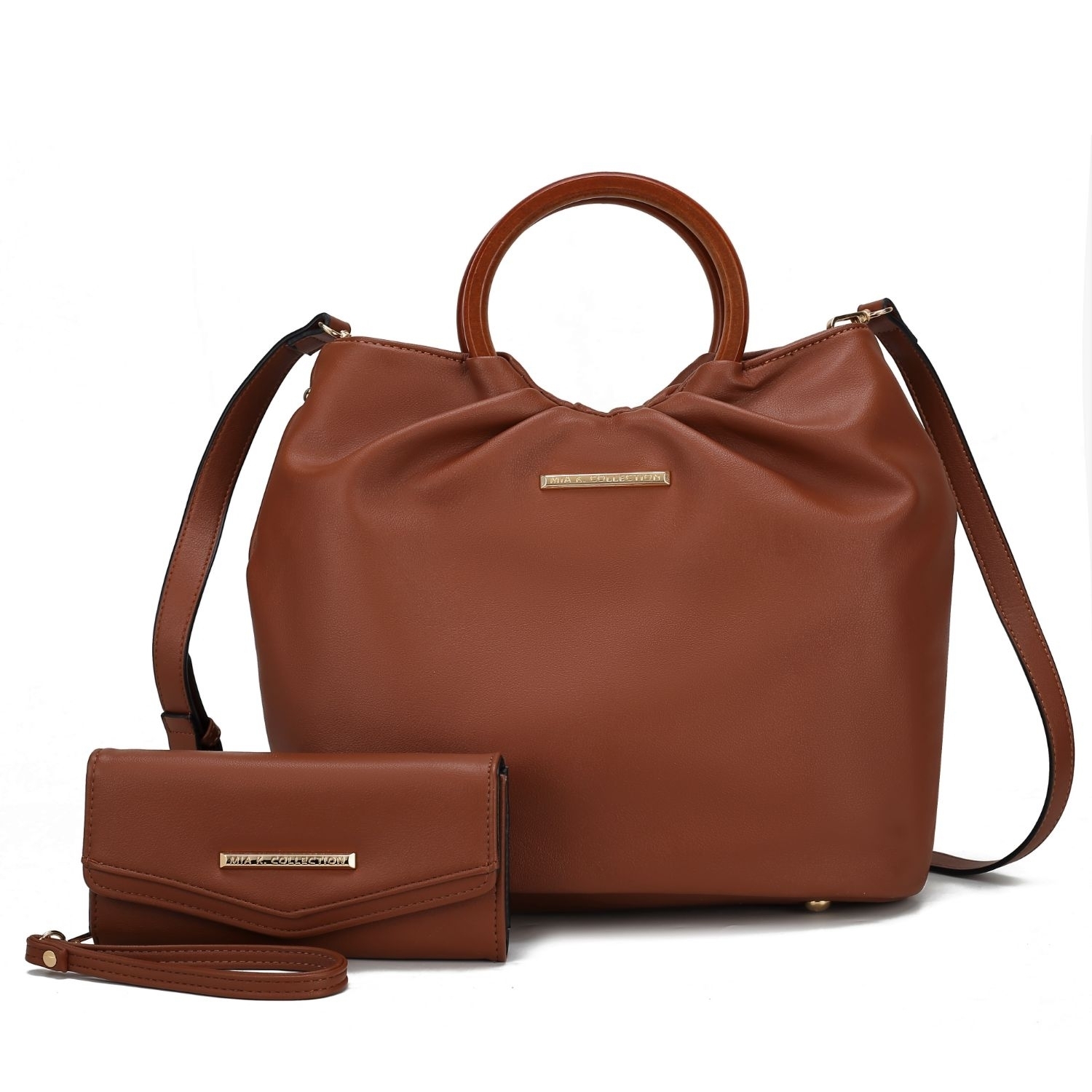 MKF Collection Leilani Vegan Leather Tote Bag With Wallet By Mia K - 2 Pieces - Cognac