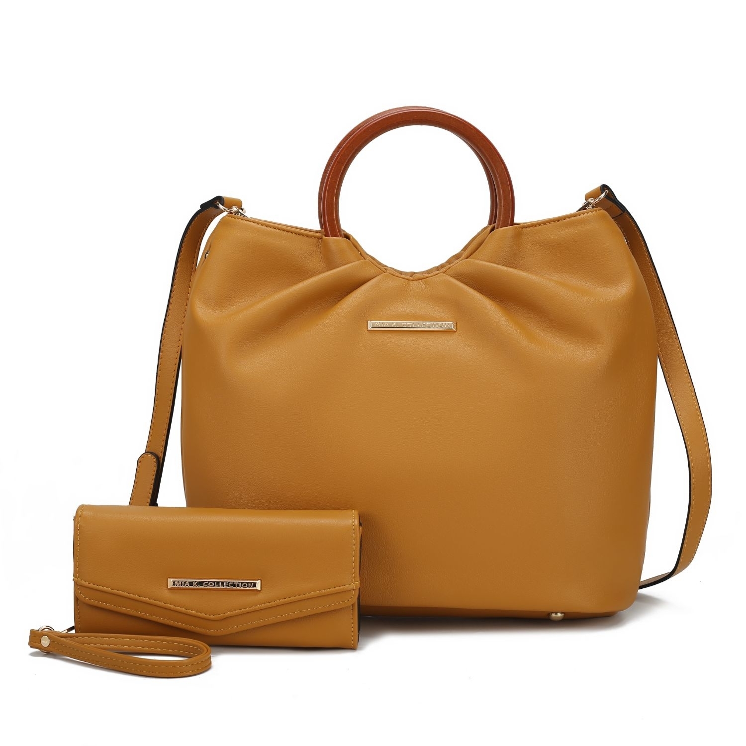 MKF Collection Leilani Vegan Leather Tote Bag With Wallet By Mia K - 2 Pieces - Mustard