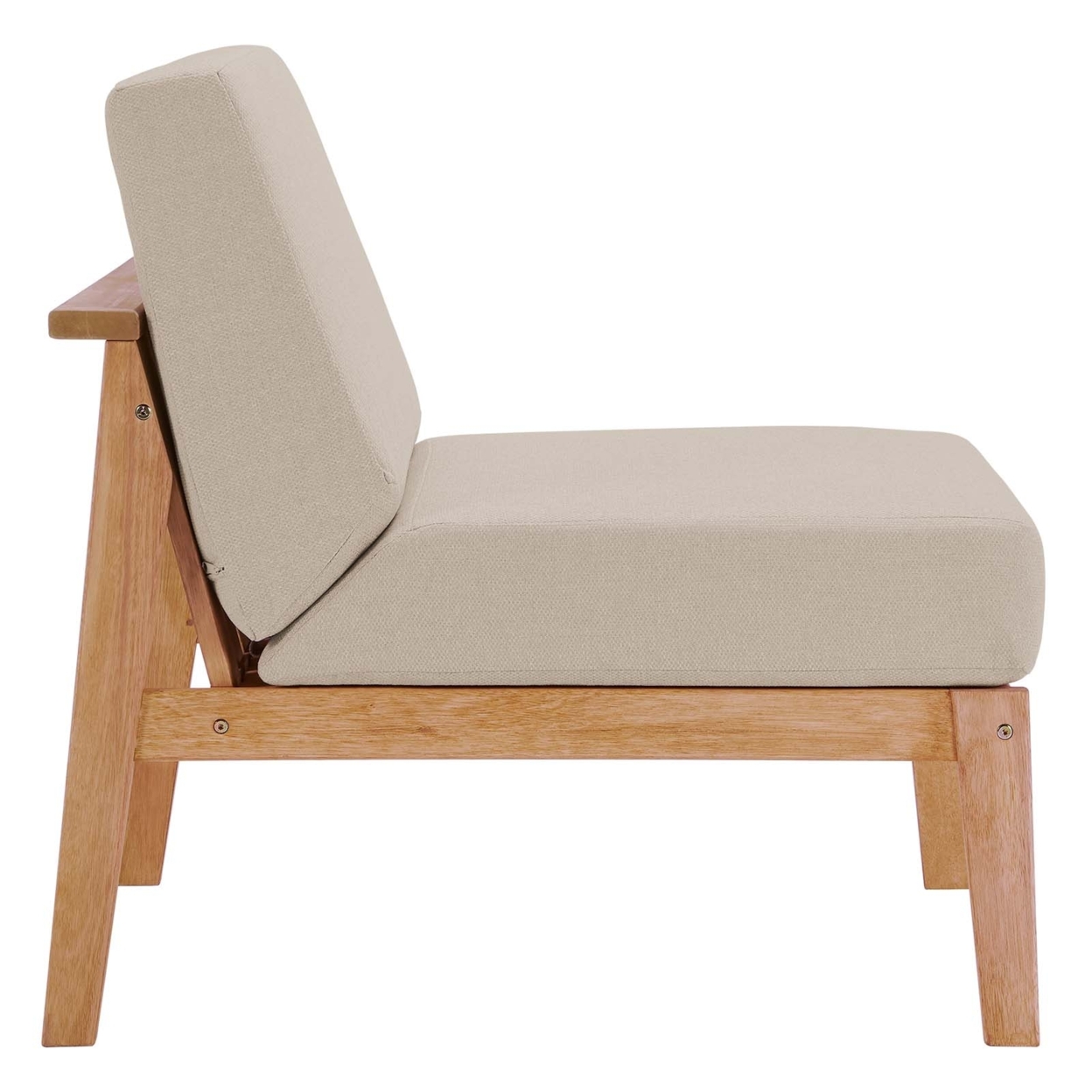 Sedona Outdoor Patio Eucalyptus Wood Sectional Sofa Armless Chair, Natural Taupe