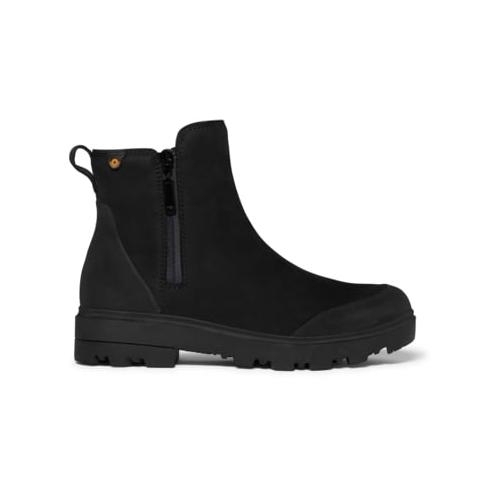 BOGS Women's Holly Zip Leather Waterproof Rain Boot Black - 72840-001 BLACK - BLACK, 7