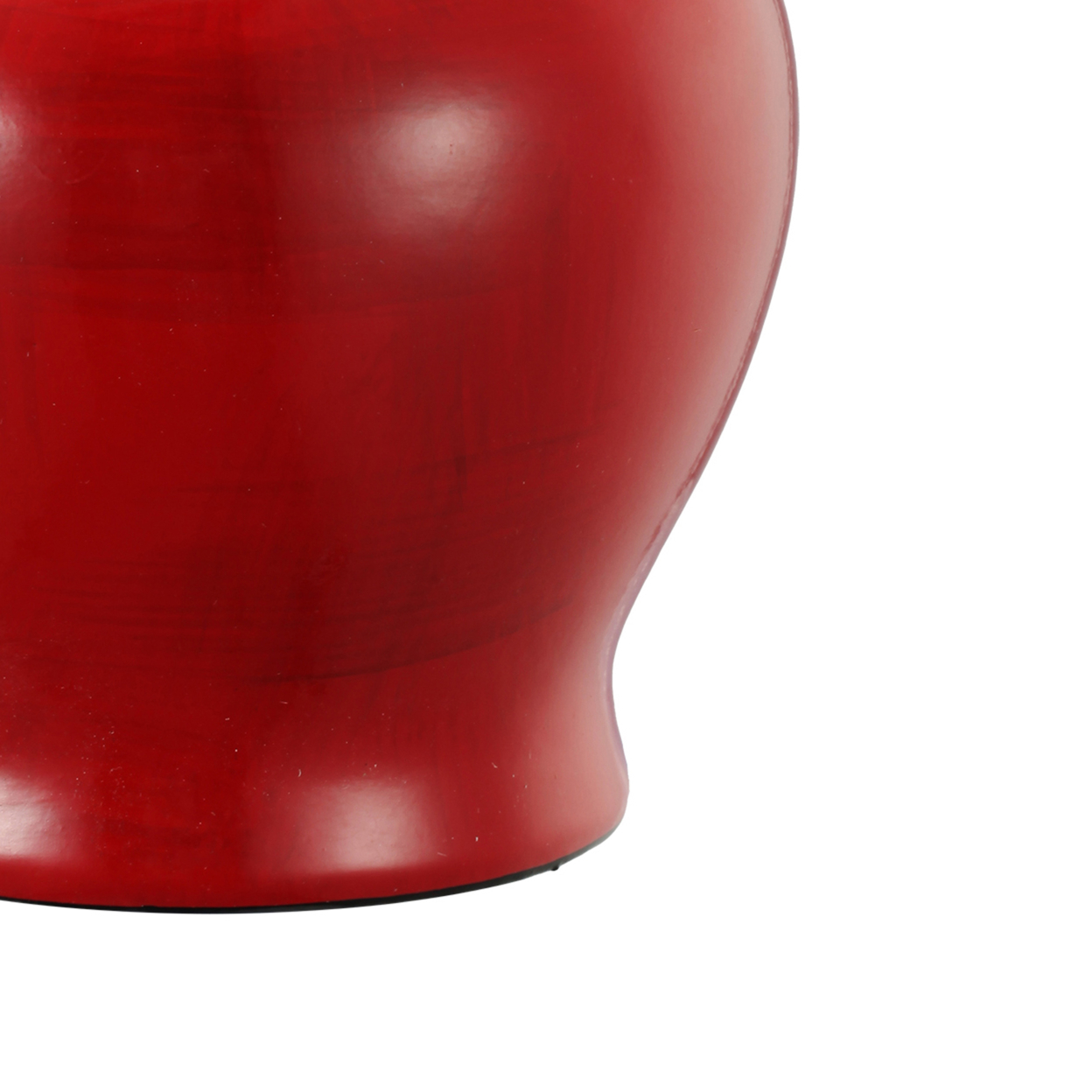 6 Inch Small Ginger Jar, Lidded, Porcelain, Bell Shape Set Of 3, Red, Saltoro Sherpi