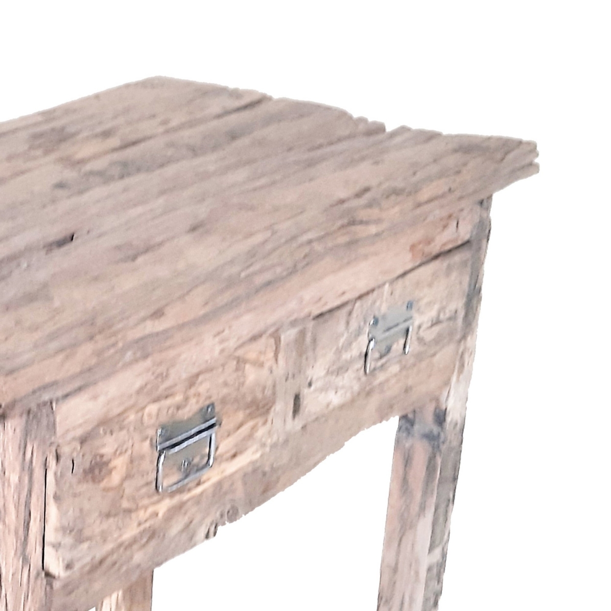 32 Inch Rustic Kitchen Island Table, 2 Drawers, Distressed White Wood- Saltoro Sherpi