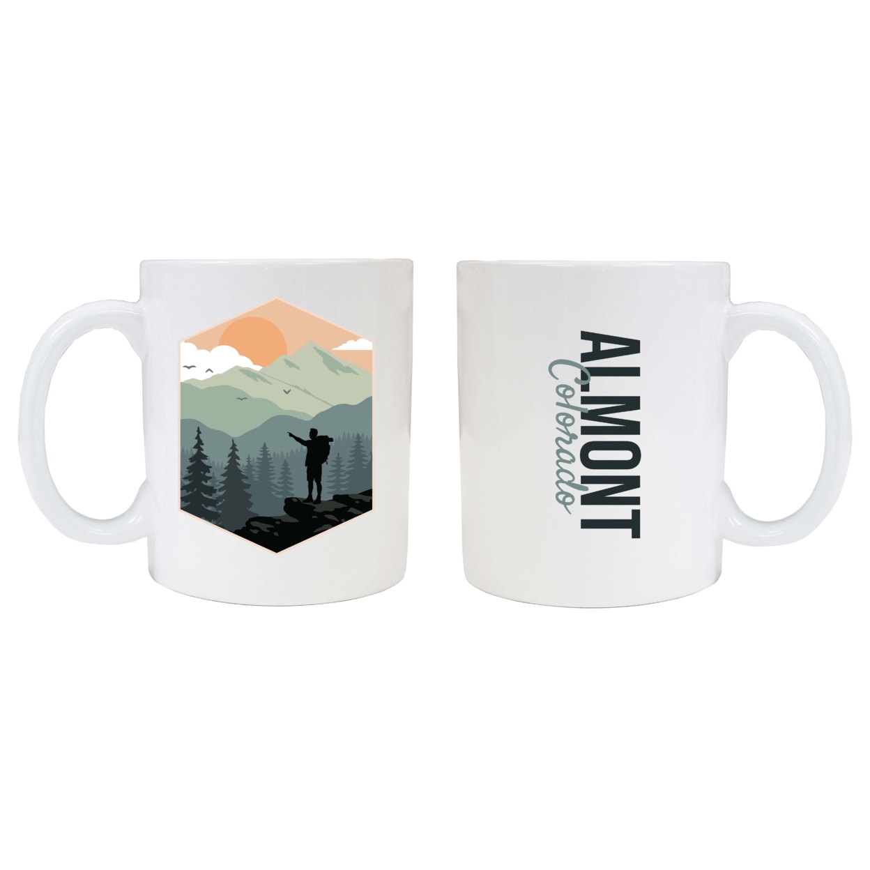 Almont Colorado Souvenir Hike Outdoors Design 8oz Coffee Mug 2-Pack
