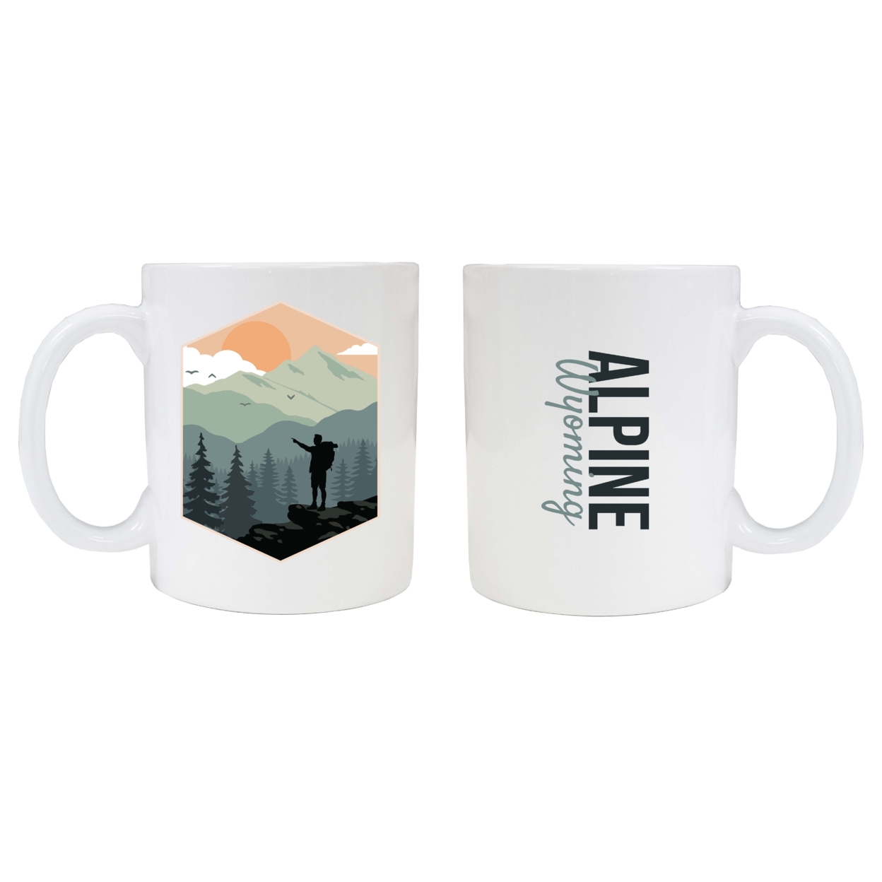 Alpine Wyoming Souvenir Hike Outdoors Design 8oz Coffee Mug 2-Pack