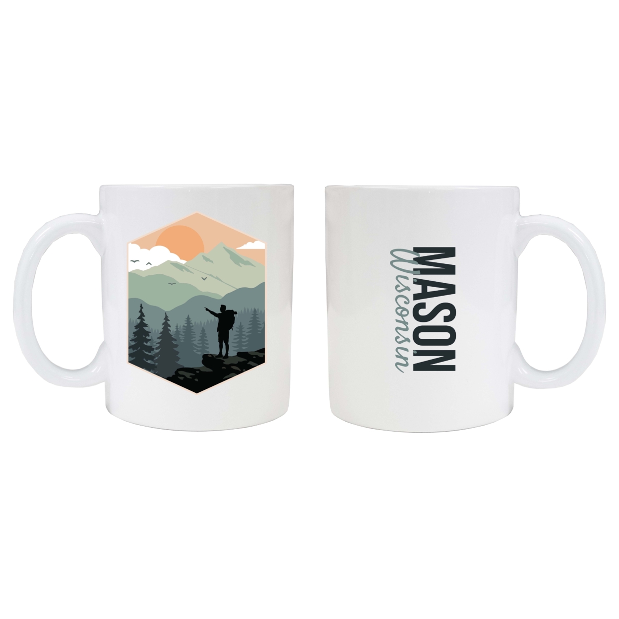 Mason Wisconsin Souvenir Hike Outdoors Design 8oz Coffee Mug 2-Pack