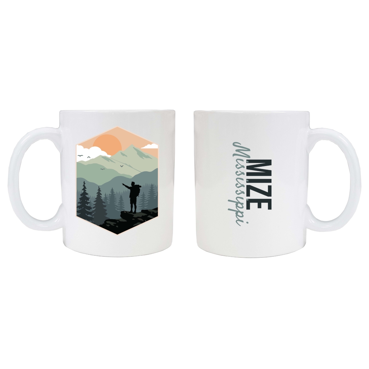 Mize Mississippi Souvenir Hike Outdoors Design 8oz Coffee Mug 2-Pack