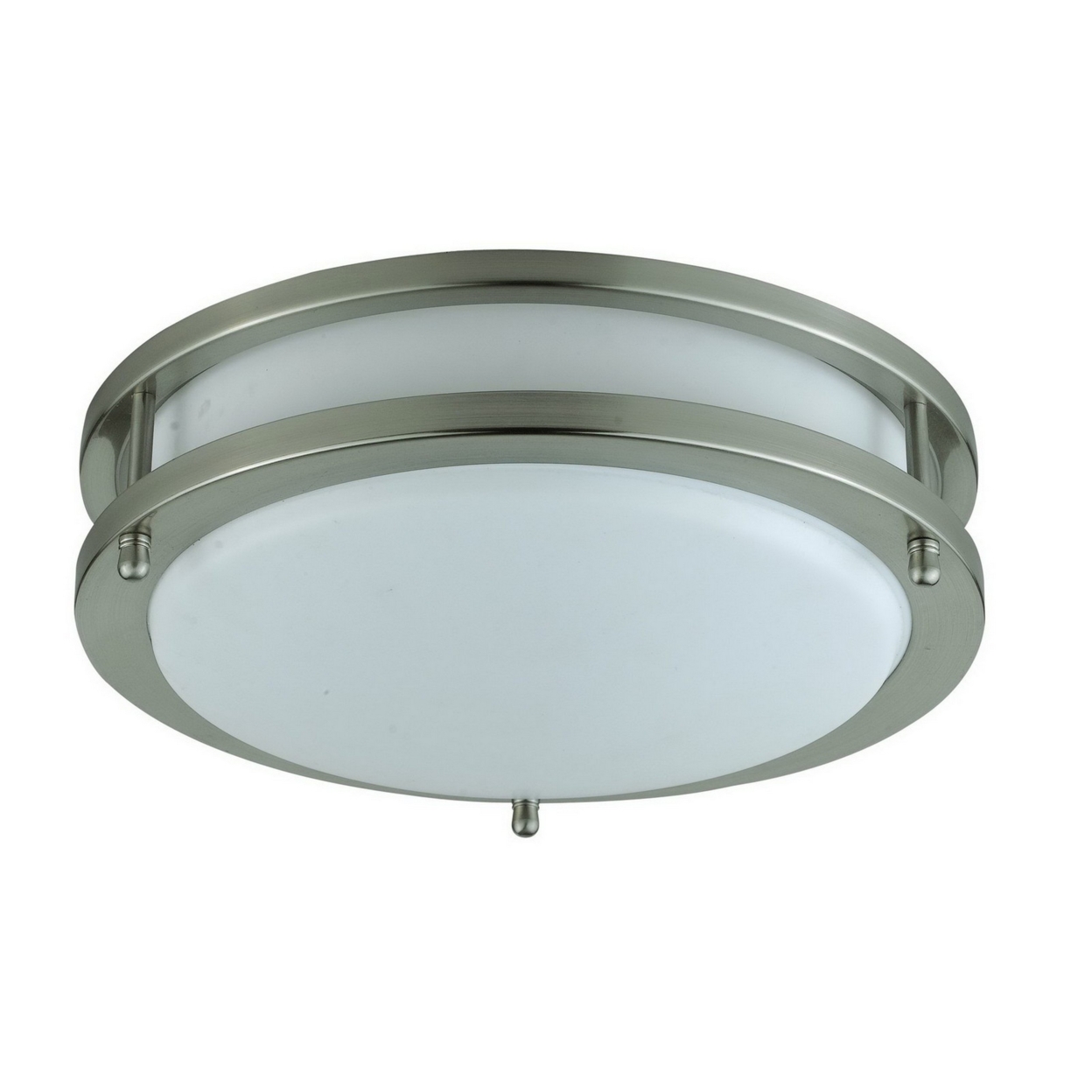 10 Inch Modern Ceiling Lamp With Frosted Acrylic Plate, Steel Trim, White- Saltoro Sherpi
