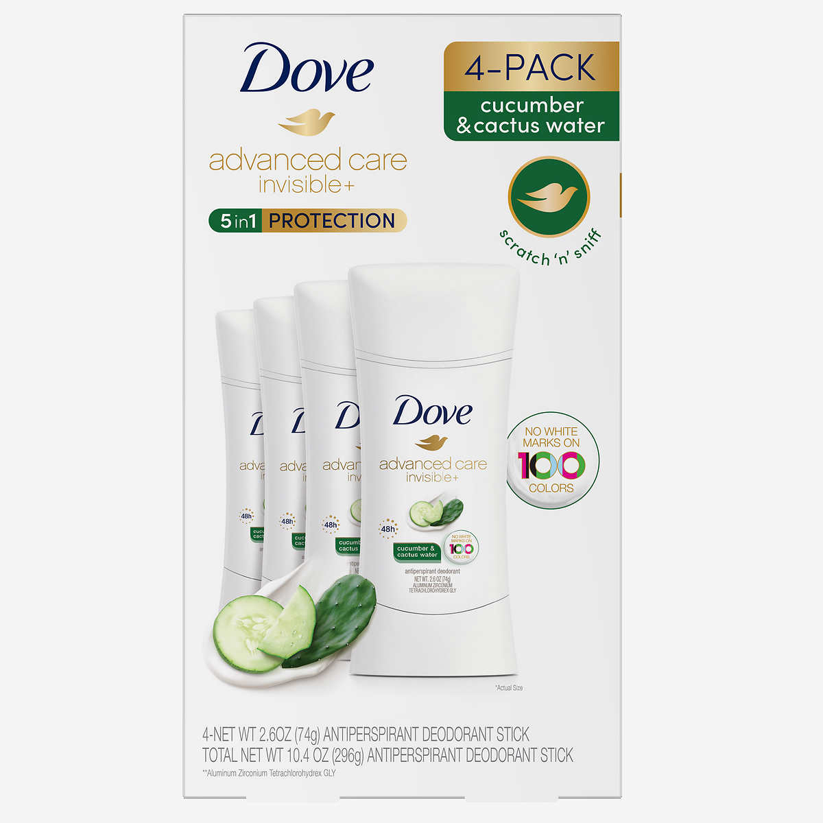 Dove Advanced Care Invisible+ Antiperspirant Deodorant, 2.6 Ounce (Pack Of 4)