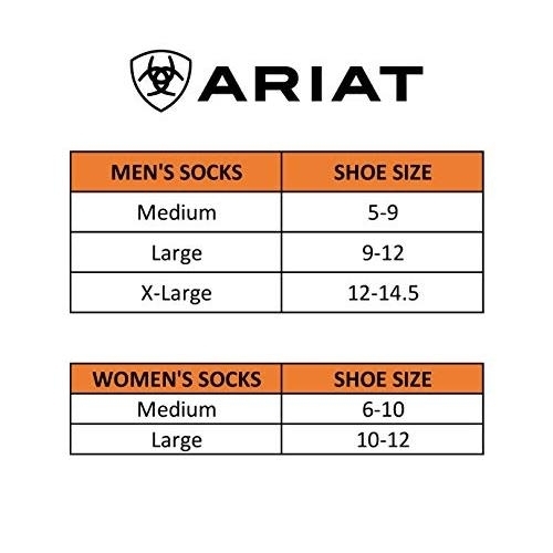 ARIAT Unisex AriatTEK High Performance Mid-Calf Work Socks Black 2-Pair Pack - AR2718-002 BLACK - BLACK, XL