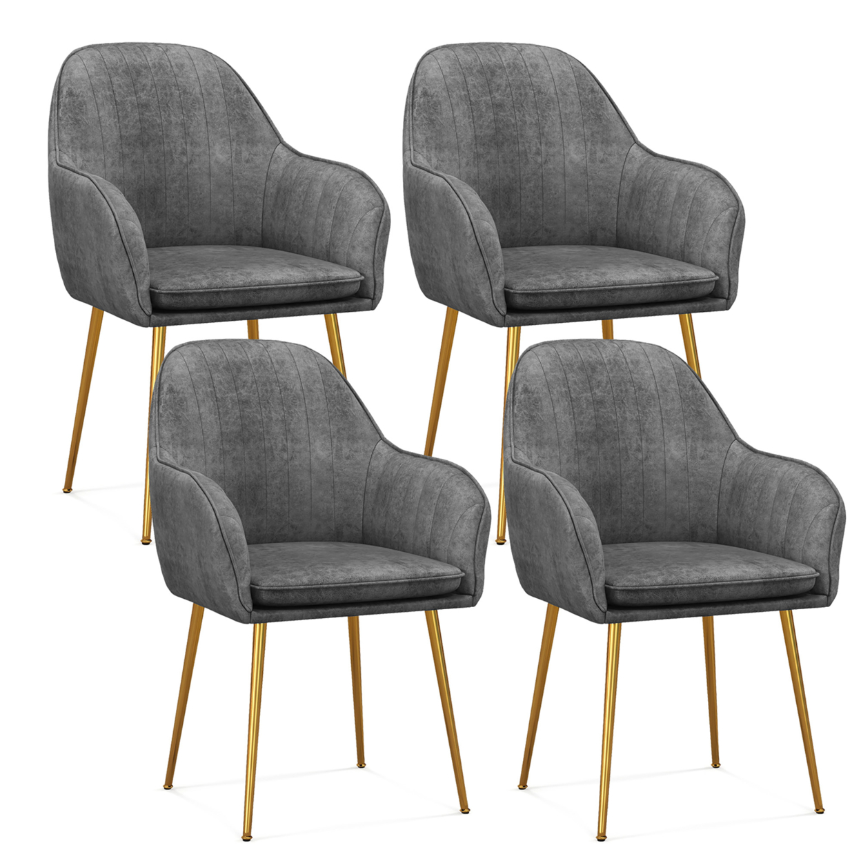 4PCS Accent Leisure Chair Velvet Armchair Dining Chair Home Office Grey